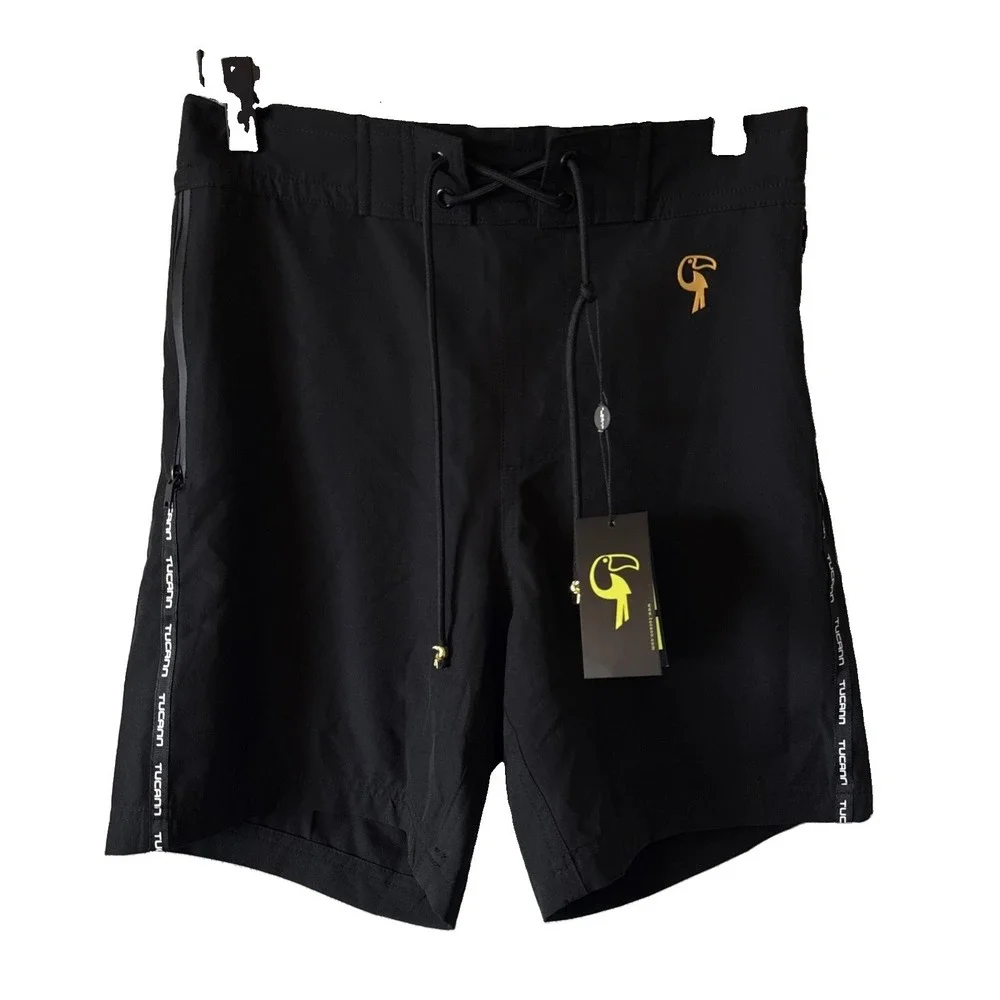 Tucann Men's Black Activewear Lined Swim Shorts Trunks Size Small Quick Dry